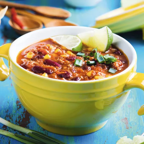 Chilli con Carne mit Salsicce und Zitronenmozzarella